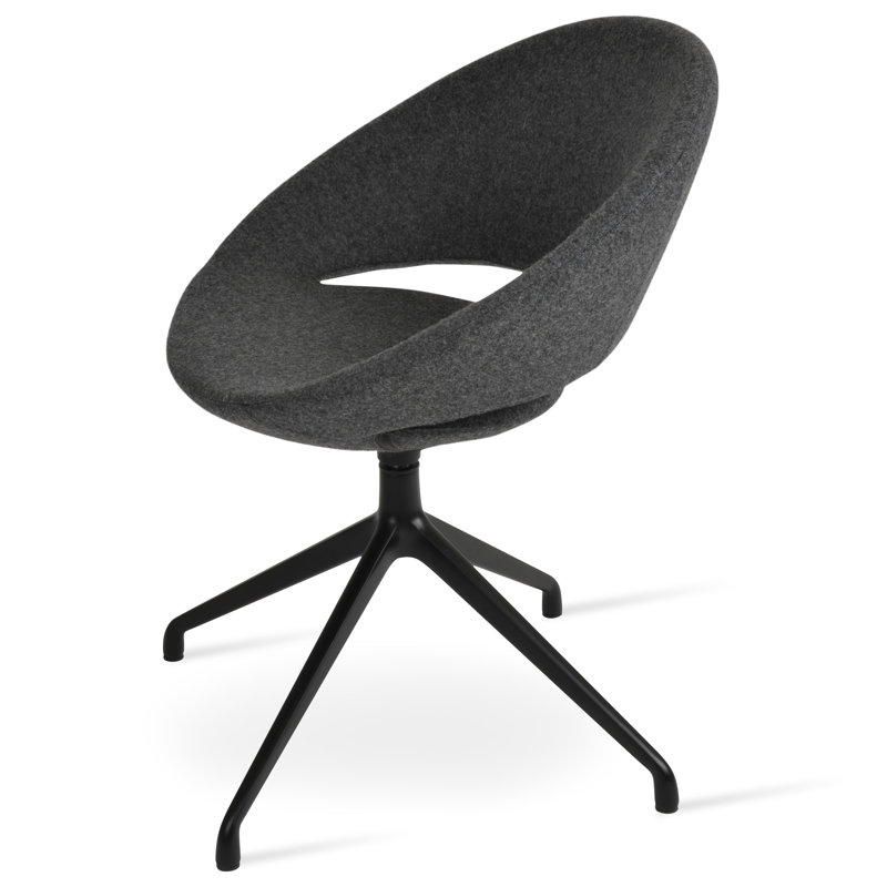 Chaise d'appoint pivotante Crescent Spider, Noir, Gris foncé