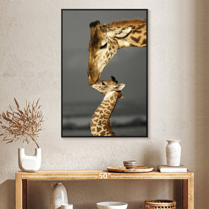 Famille de girafes Masai Mara, Cadre flottant noir, 27 po x 40 po