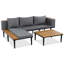 Ensemble de canapé de patio avec coussins amovibles et table basse, canapé en bois en forme de L, canapé modulaire de conversation pour la cour arrière, porche-129764314