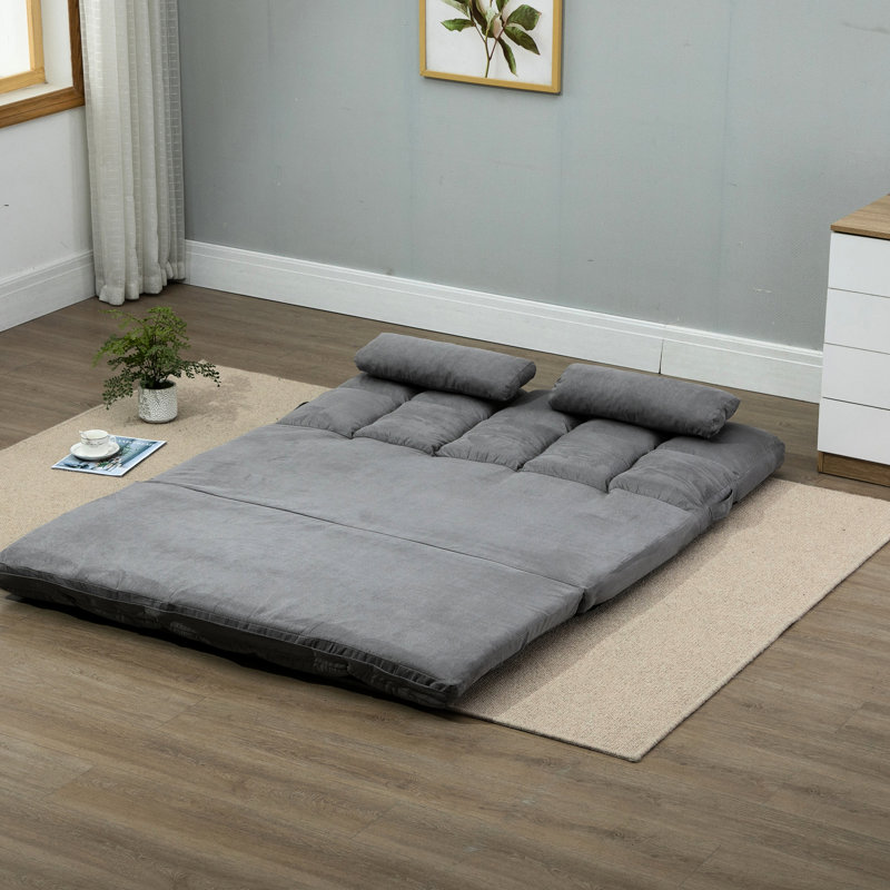 Fauteuil de lit ajustable - pliable en gris et réglable, 2 coussins, peu encombrant, robuste et convertible