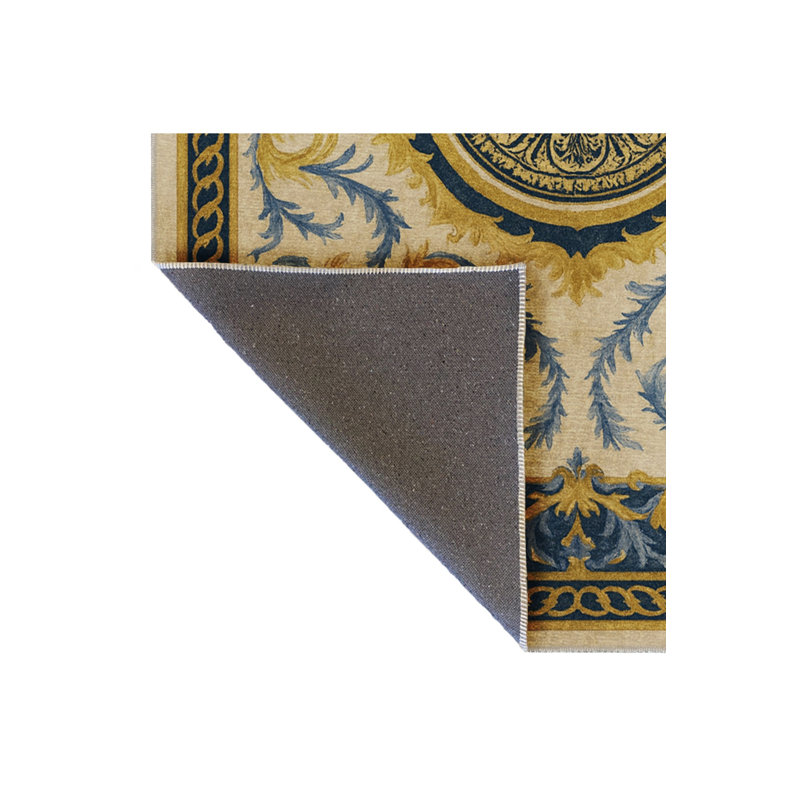 Tapis jaune tissé à motif abstrait lavable Mosso, 4'7" x 6'7"