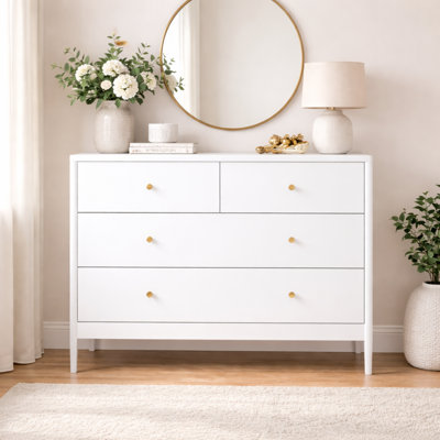 Commode en bois avec rangement à 4 tiroirs pour chambre d'enfant, chambre de bébé, garde-robe, salon ou appartement