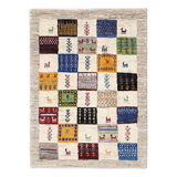 Ivory Hand Knotted Persian gabbeh Rug 2'1"X3'