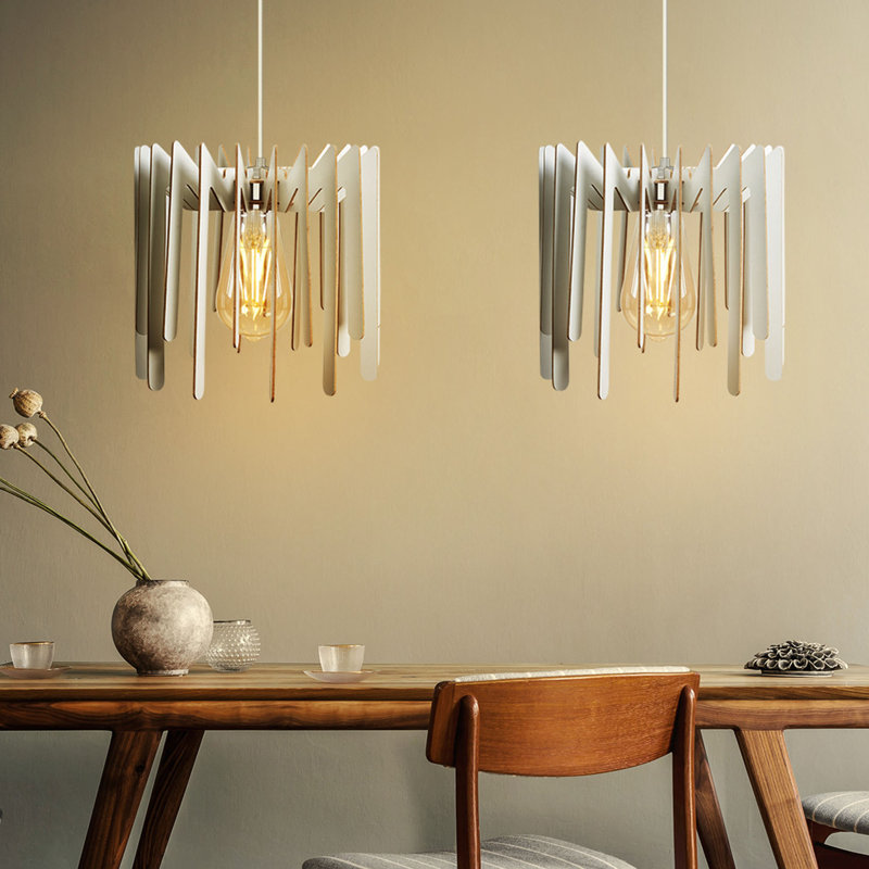 Lustre élégant en zigzag, blanc, 8,7 po x 9,1 po | Câble réglable, corps en panneau de fibres à densité moyenne, douille E27 de 40 W maximum | Parfait pour la décoration scandinave, solution d'éclairage élégante pour le salon et la salle à manger