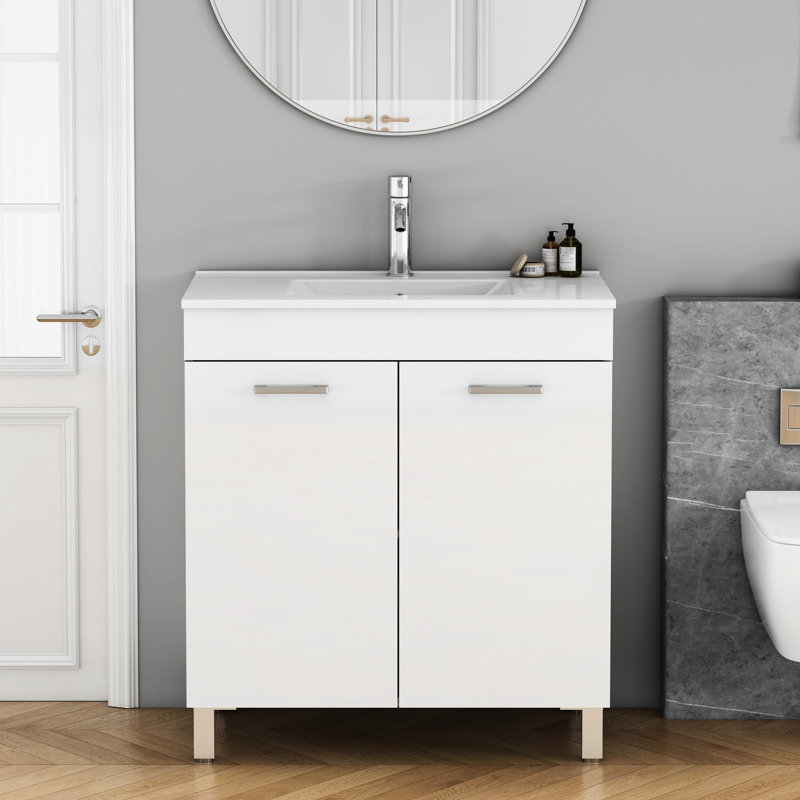Single Bathroom Vanity with @Solid + Manufactured Top