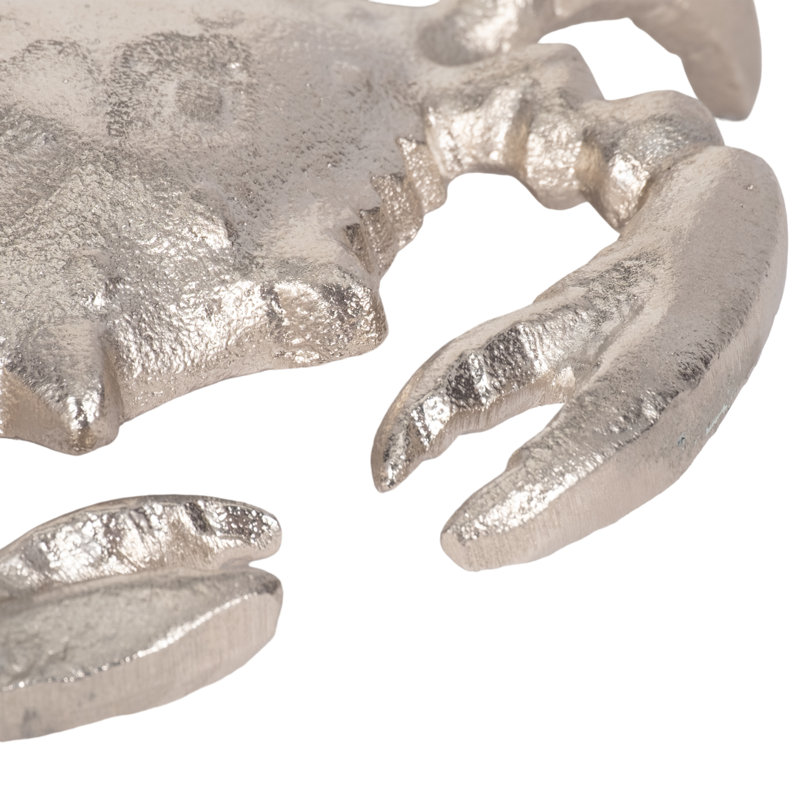 Kearria Metal Crab Figurine - 7" Coastal Aluminum Decor for Home, Office, Bedroom, or Living Room, Silver