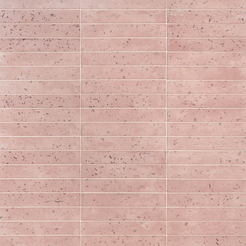 Fusion Brick 2.48" x 15.74" Natural Terrazzo Subway Wall Tile, Blush Pink