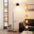Real Marble Floor Lamp with Wood Bedside Nightstand End Table and Built-in USB Charging Port
