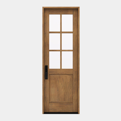 G5006-SW-96 | Porte simple 96 po, extérieur pré-suspendu RTA, SDL 6 Lite, 1/2 Lite, 1 panneau, bois d'acajou brut