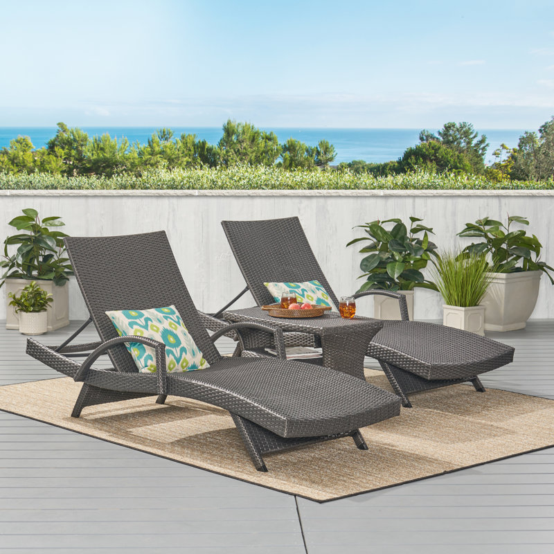 Ensemble de chaise longue inclinable avec table Billur