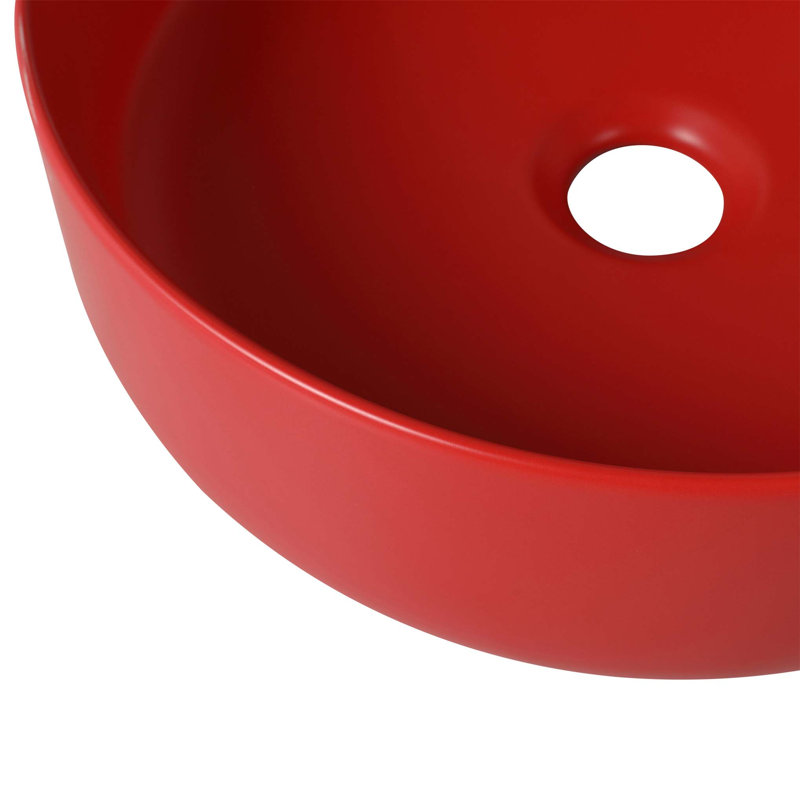 Elegance Plexi Home 15.7'' Ceramic Circular Bathroom Sink, Red