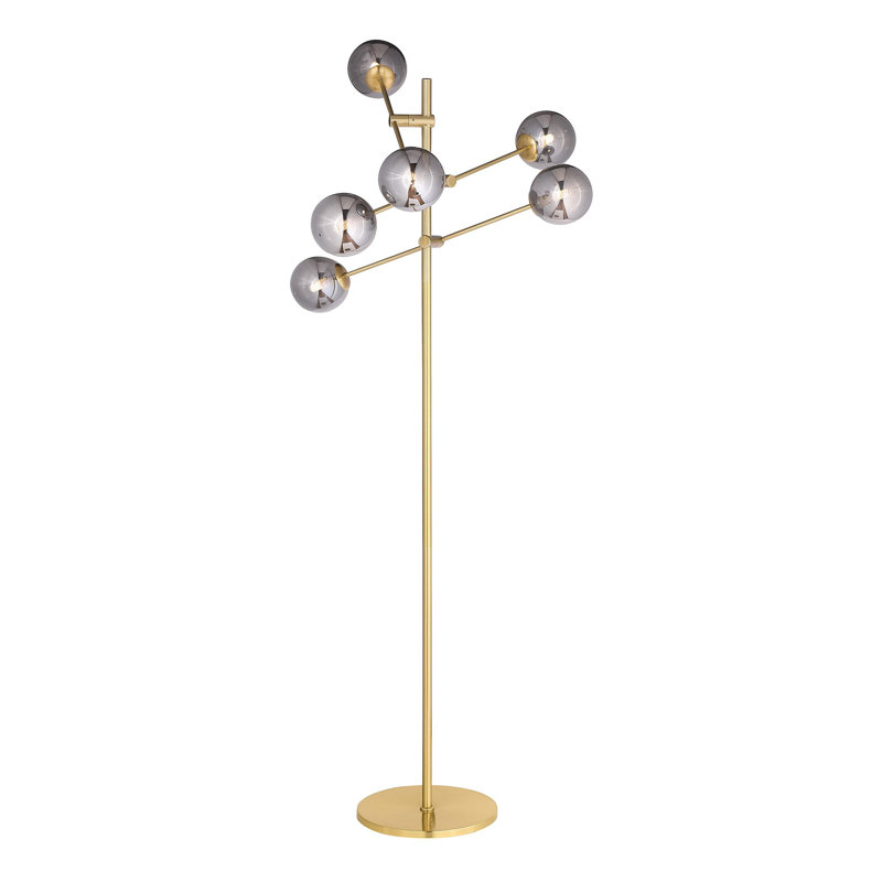 Lampe sur pied 62 po en métal à orbes fumés