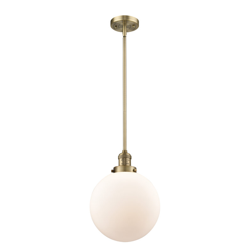 Baskette 1 - Light Single Pendant, Matte White Cased, No Bulb Included, Brushed Brass