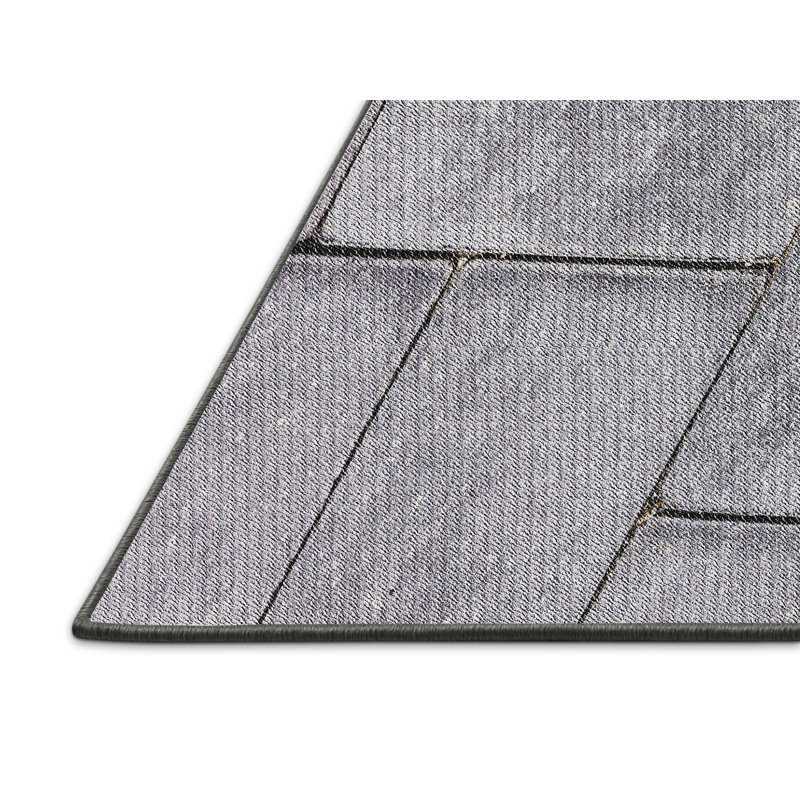 Tapis gris tissé à la machine, Rectangle 7 pi x 10 pi