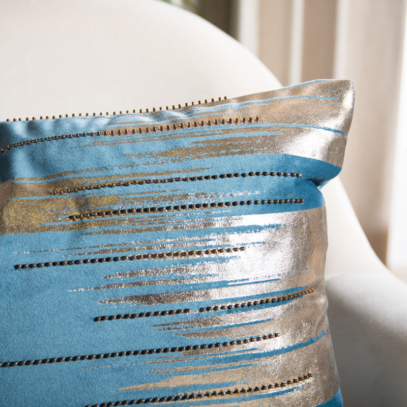  Abstract Throw Pillow, Green/Gold