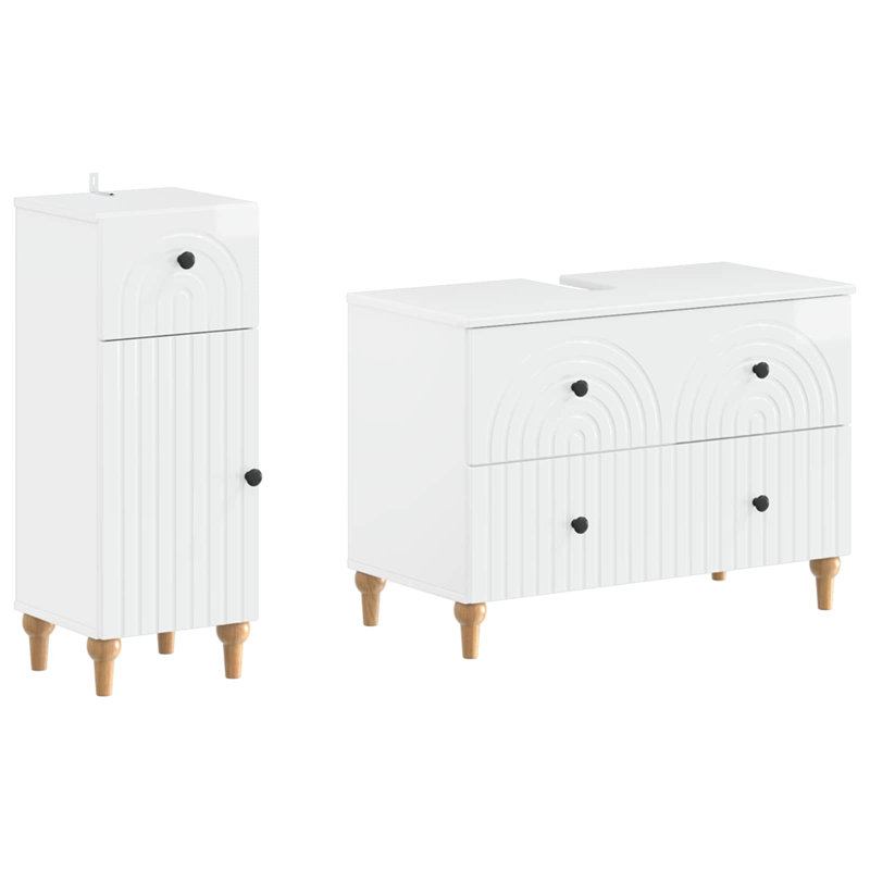 Bathroom Storage Furniture Set, High Gloss White