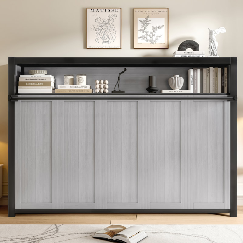 Lit escamotable avec tablettes Murphy, Gris