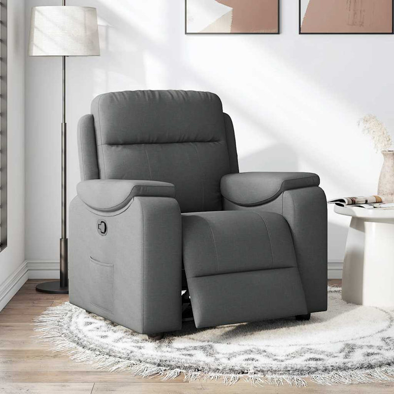 Vidaxl Recliner Chair Dark Grey Fabric (100% Polyester), Metal, Plywood, Gray