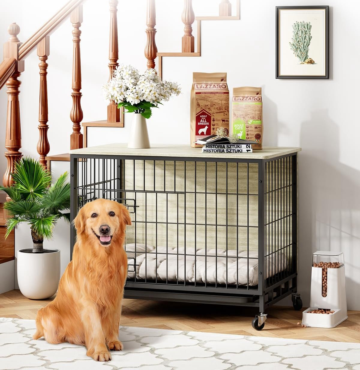 Tucker Murphy Pet™ Dog Crate Furniture, Removable Tray And Wheels | Wayfair - Removable Toy Desk Dog Crate