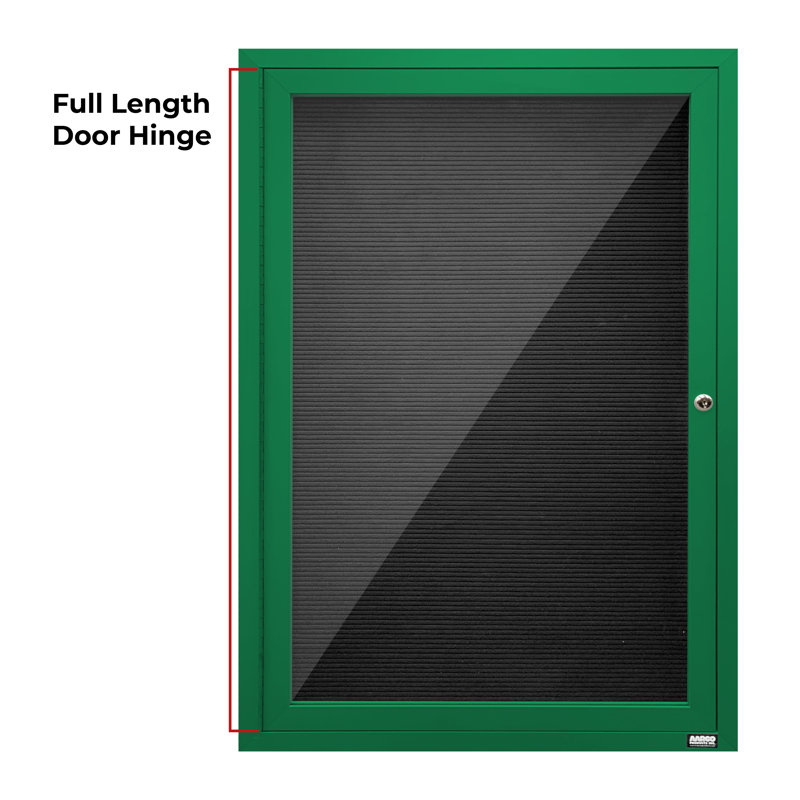 Tableau d'affichage mural fermé pour armoire d'annuaire, Vert thermolaqué, Un, H 36 po x l 24 po