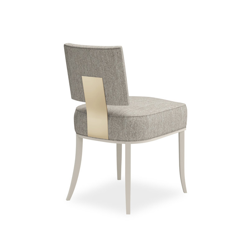Caracole Classic Upholstered Dining Chair, Pearl/Gold, Gray