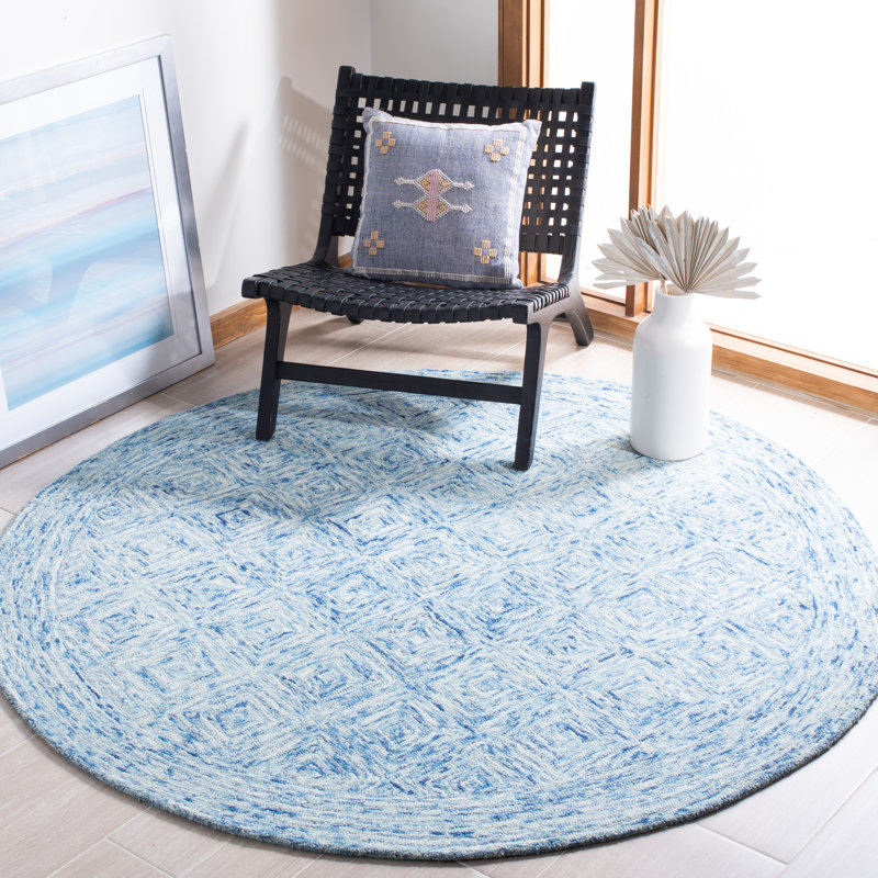 Treva Hand Tufted Wool Geometric Rug, Round 6'