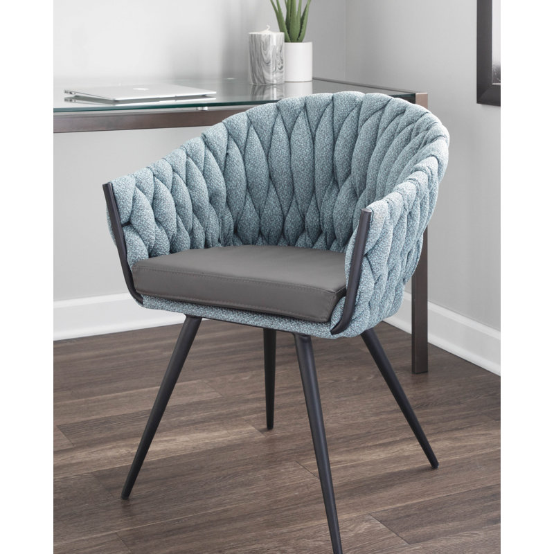 Chaise avec accoudoirs tressée Maddison, Bleu