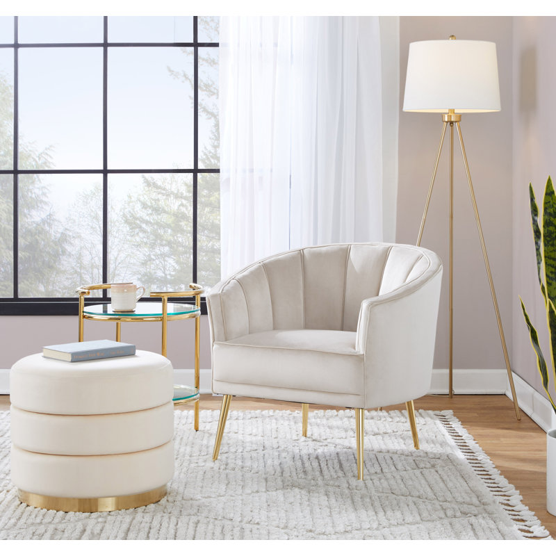 Fauteuil 30 po en velours, Velours champagne