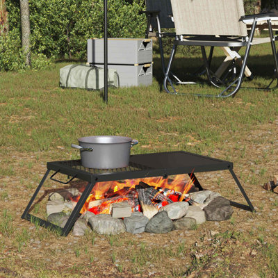 Vidaxl Foldable Camping Grill Folding Black 12.40 X 10.43 X 1.57 In