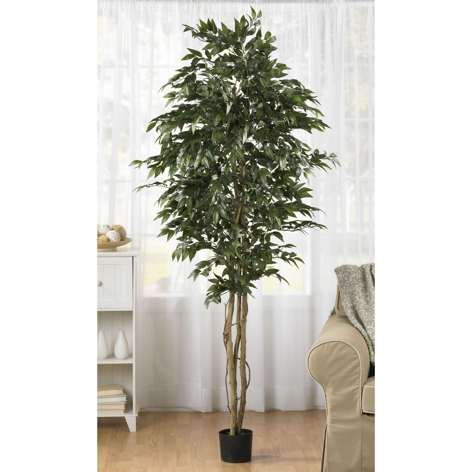 Faux Olive Tree Tree in Pot, 72" H x 35" W x 35" D