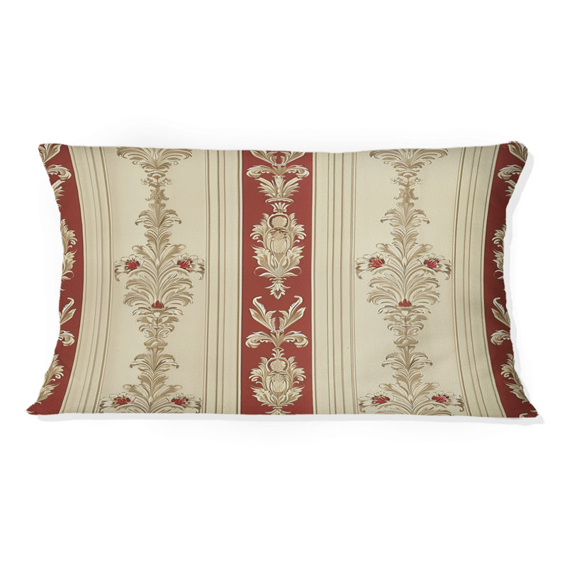 Coussin lombaire beige traditionnel à rayures damassées II