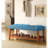 Charla Light Blue Fabric & Oak Finish Bench-1150723239