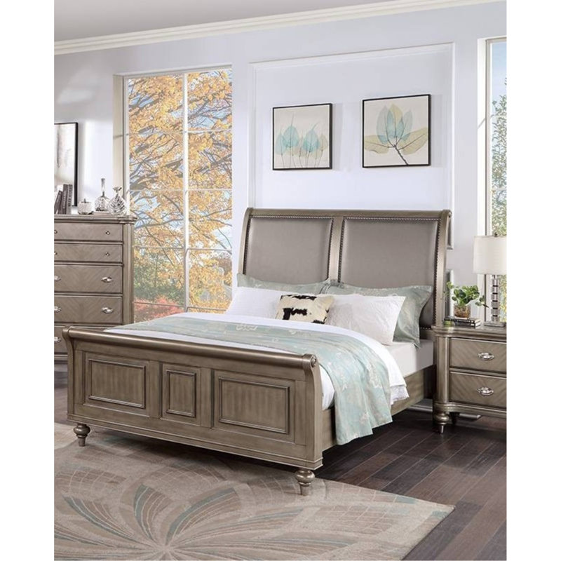 Mobilier de chambre à coucher à deux panneaux avec tête de lit à deux panneaux de style moderne moderne, Très grand lit