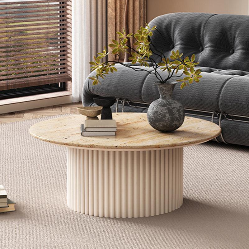 Table basse Light Luxury, H 13,77 po x L 35,43 po x l 35,43 po, Crème