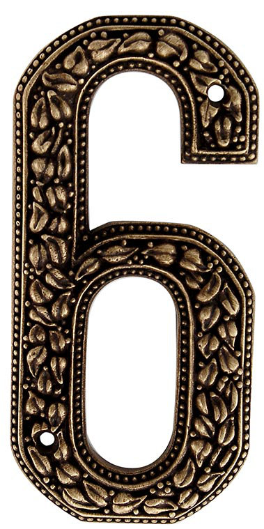 5 po. Numéro de maison San Michele, Laiton antique, 6