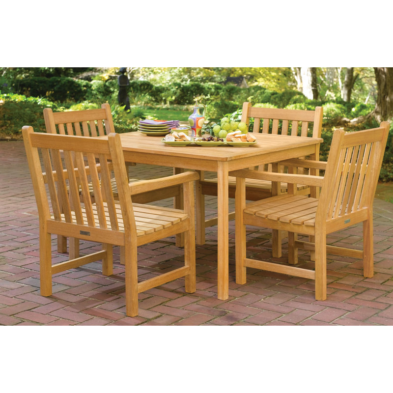 Classic Outdoor Square Teak Dining Table, Natural Teak