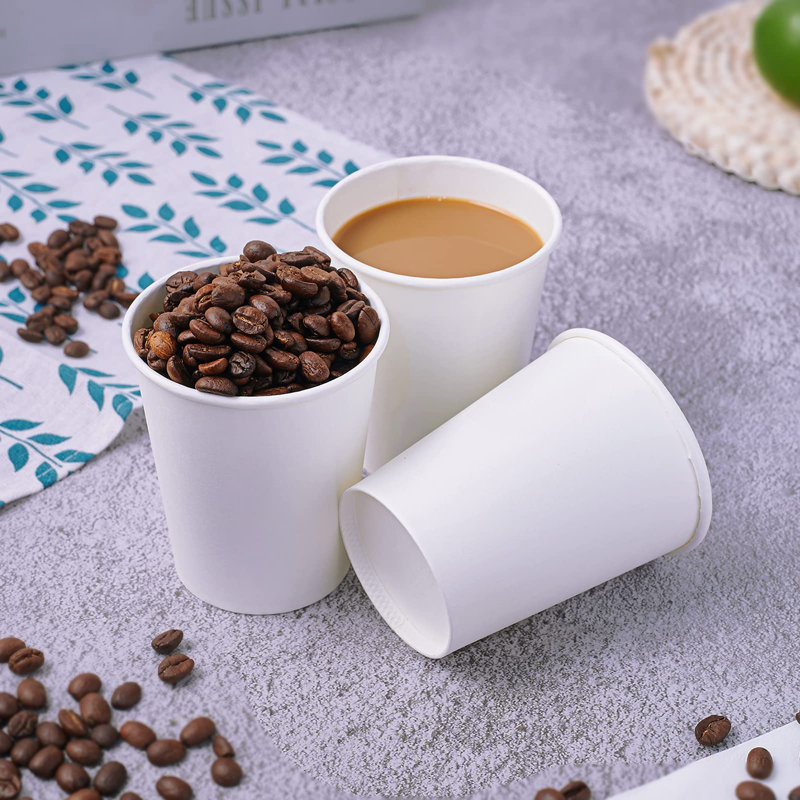 400 Pack 8 Oz Disposable Paper Coffee Cups, White Paper Hot Coffee Cups For Party, Picnic, Travel, And Events