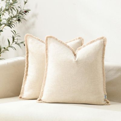 Housse de coussin en lin délavé texturé Boho Farmhouse