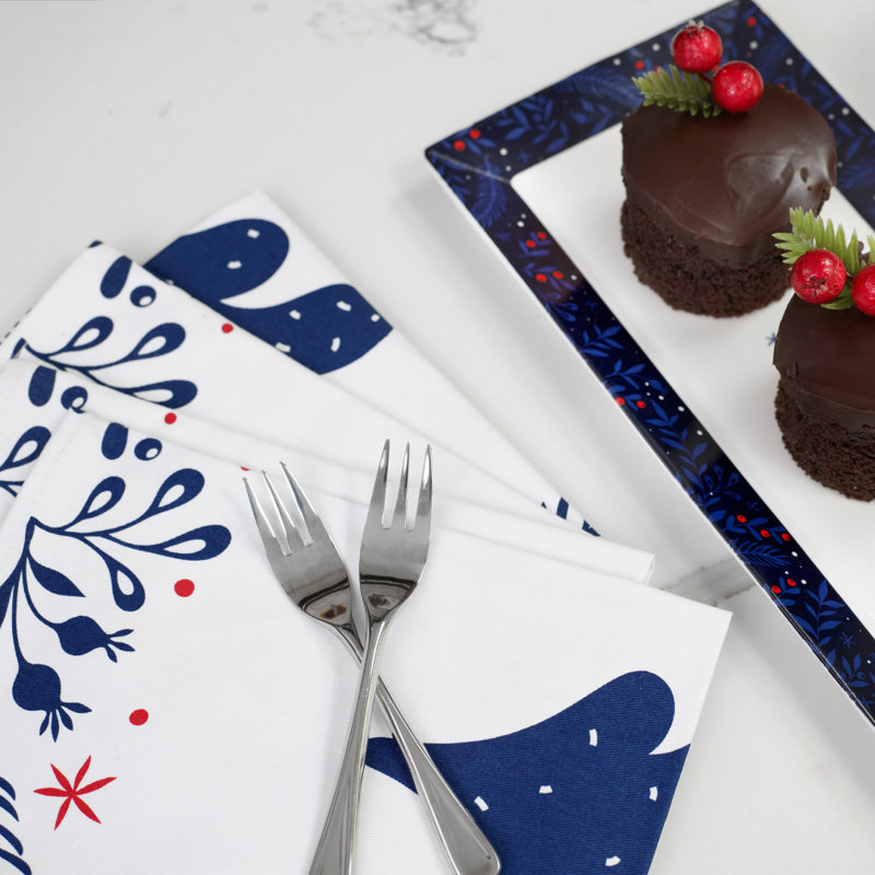 Festive Night 100% Cotton Floral Square Napkin