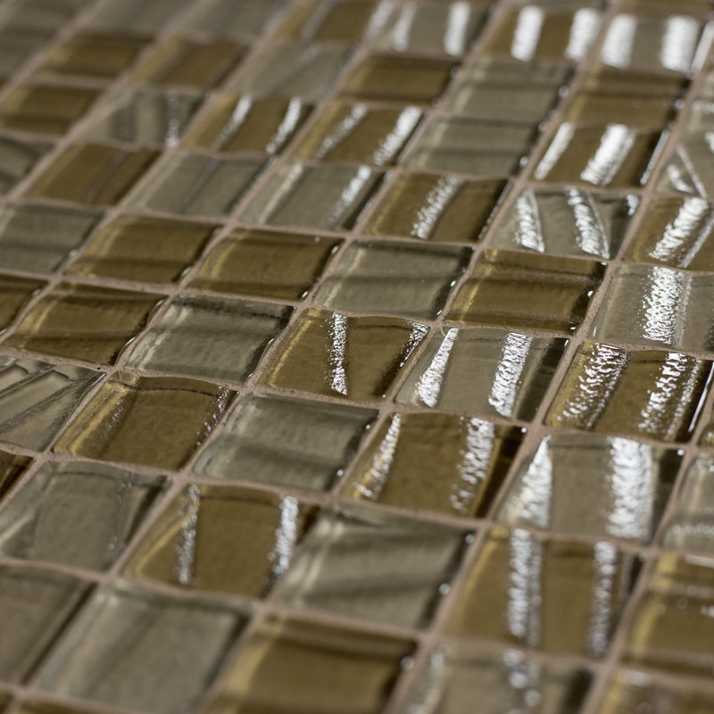 New Era 12 in. x 12 in. Textured Glass Straight Edge Square Mosaic Wall & Pool Tile, Sunglow