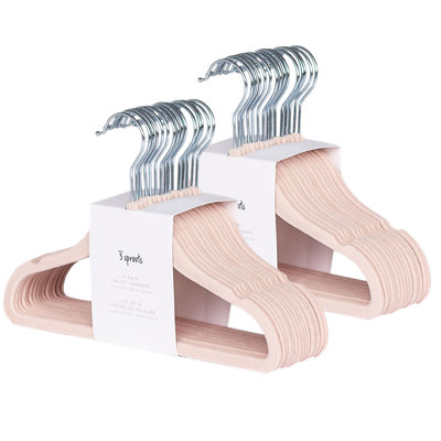 3 Sprouts -  Non-Slip Velvet Hangers for Baby Clothes - Pack of 30
