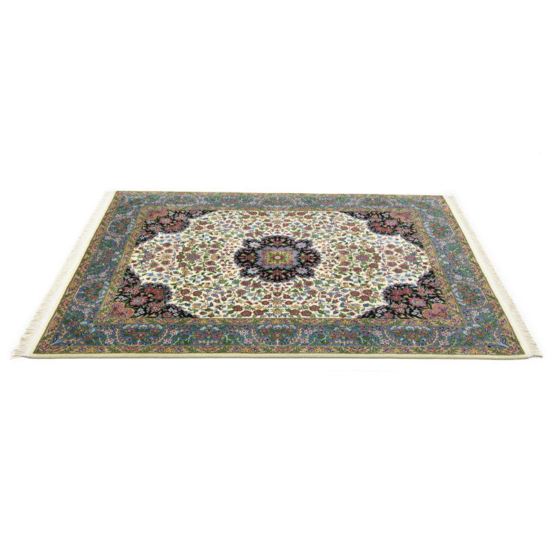 Cream Traditional 5X7 Indo Kerman Oriental Area Rug