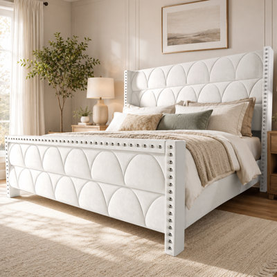 56" Velvet Wingback Bed