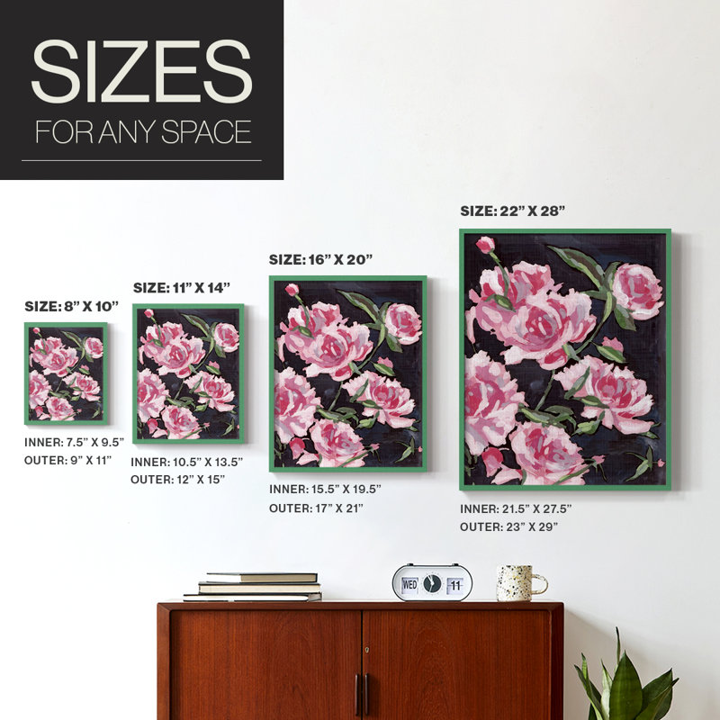 Meer Rosa I, reproduction encadrée - bois massif, Vert, H 11 po x l 9 po