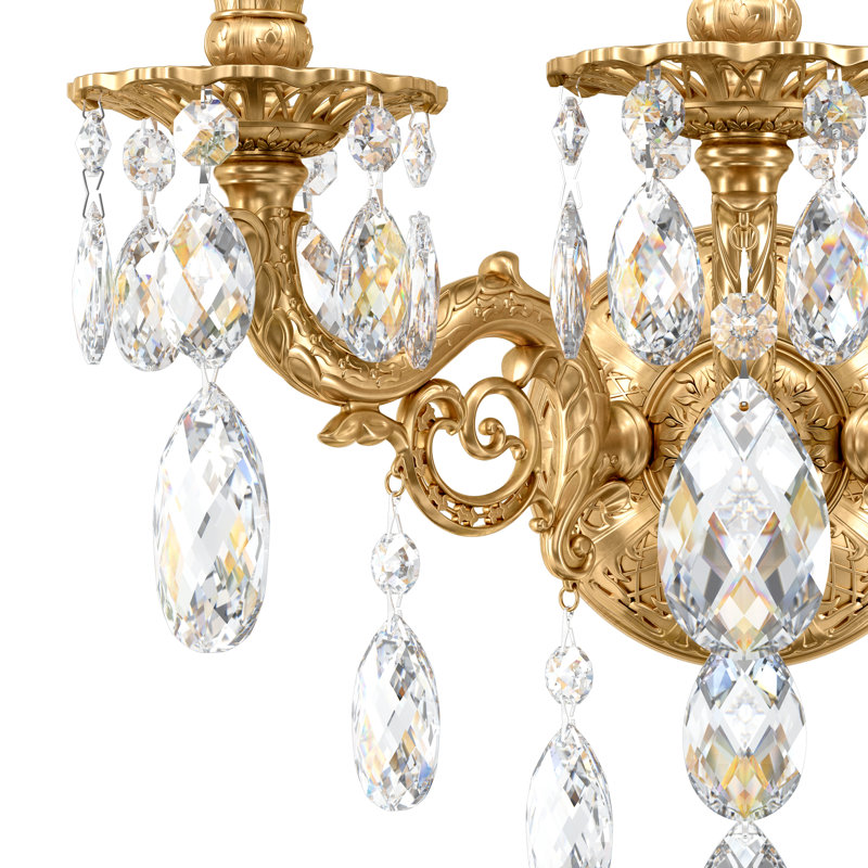 3 - Light Candle Wall Light, Incandescent, Strass Clear, Aurum