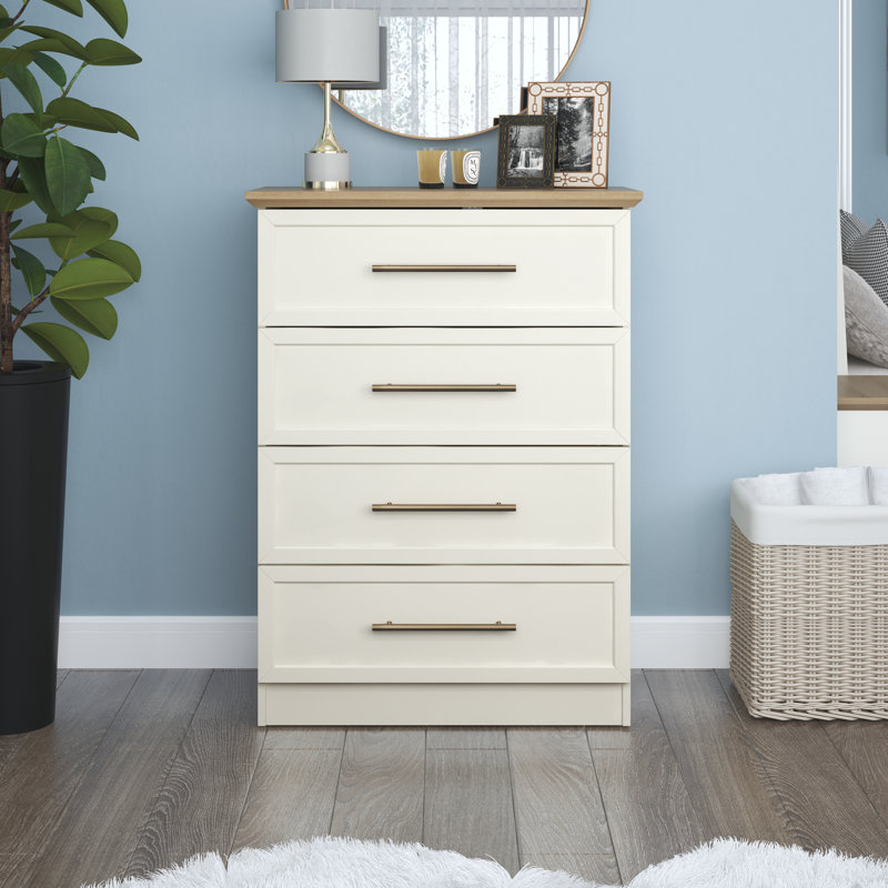 Cleverdon Feya 4 Drawer Chest Of Drawer, Ivory