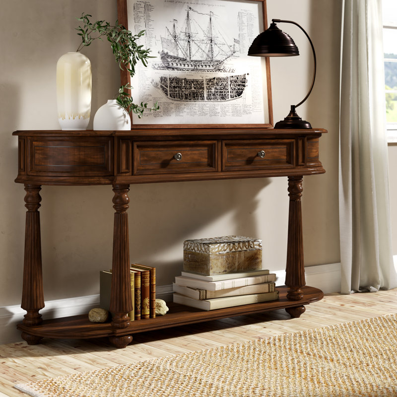 Leesburg 60'' Brown Mahogany Demilune Console Table