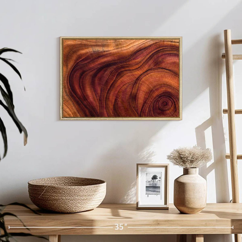 Motif de grain de bois, 19 po x 13 po, Cadre flottant en bois naturel