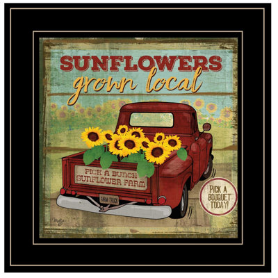 «Sunflowers from the Farm», art mural encadré pour le salon par Mollie B
