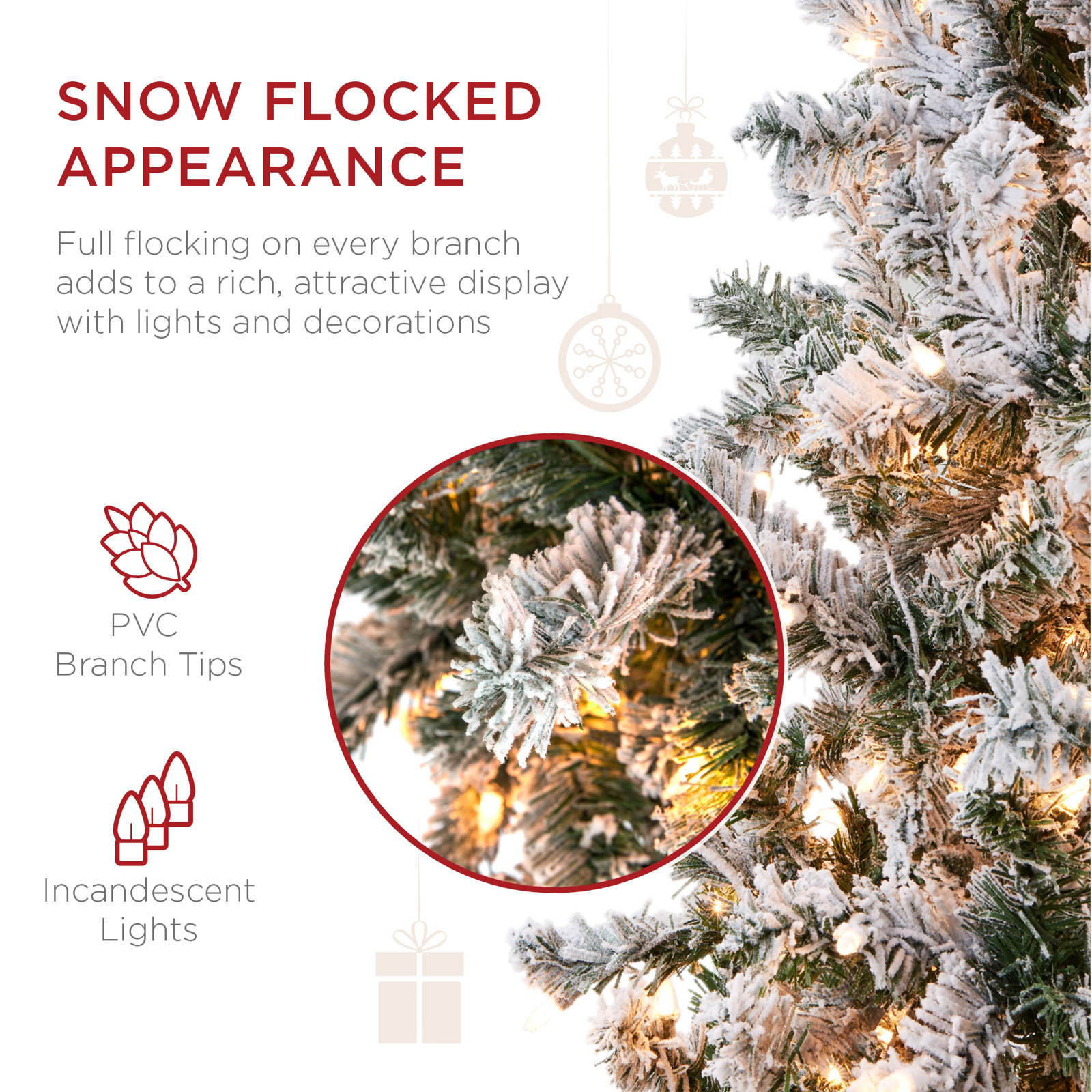 Pencil Frosted 12' Pre-Lit Pine Christmas Tree, 7.5' H